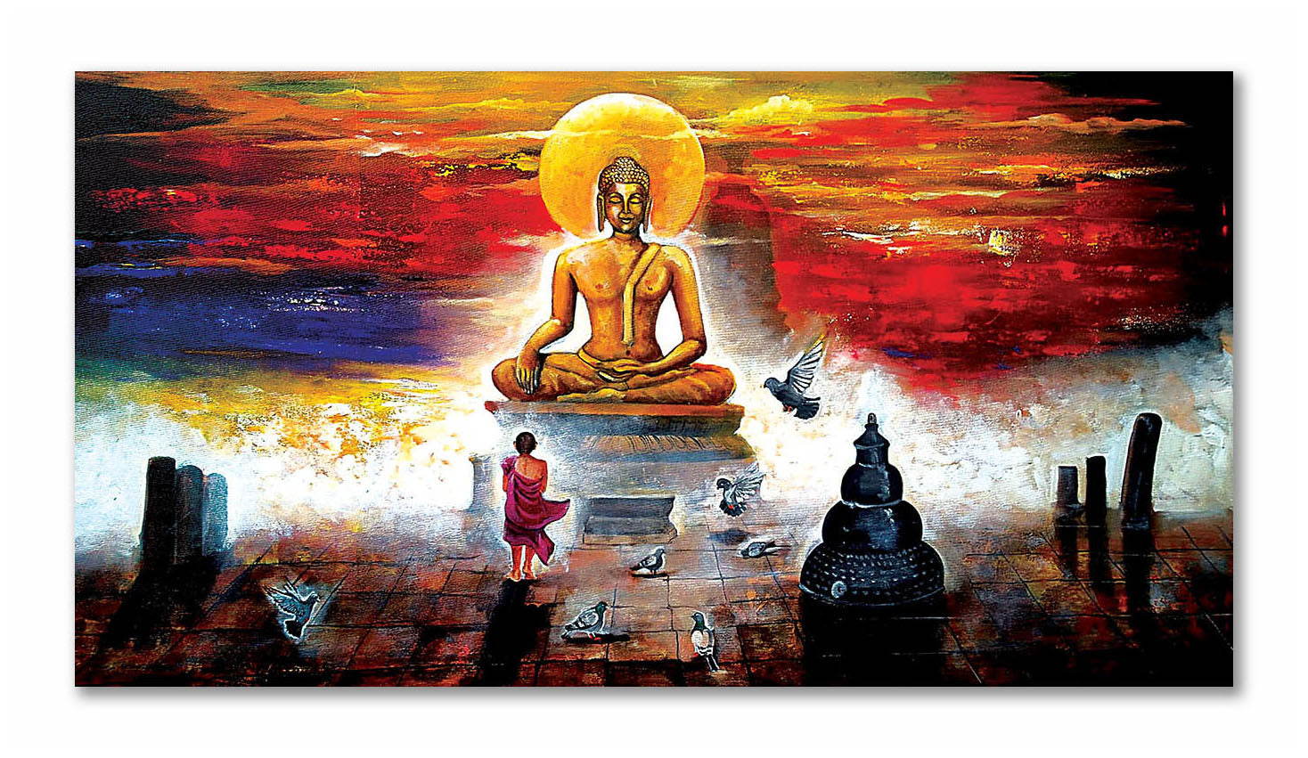 Divine Buddha  - Canvas Painting - Unframed