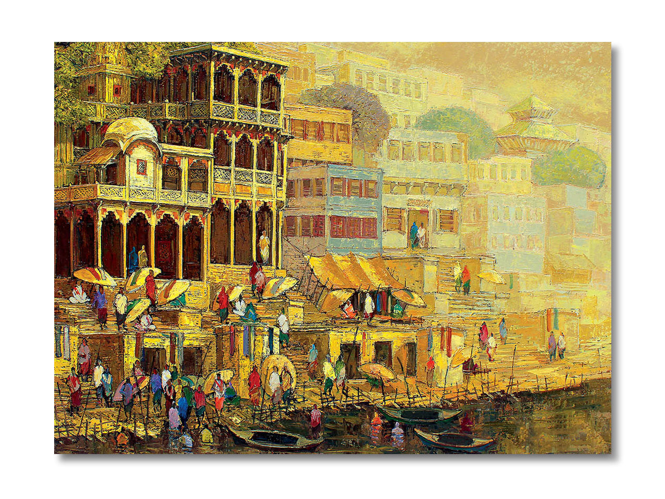 Ghat of Ganga  - Canvas Painting - Unframed