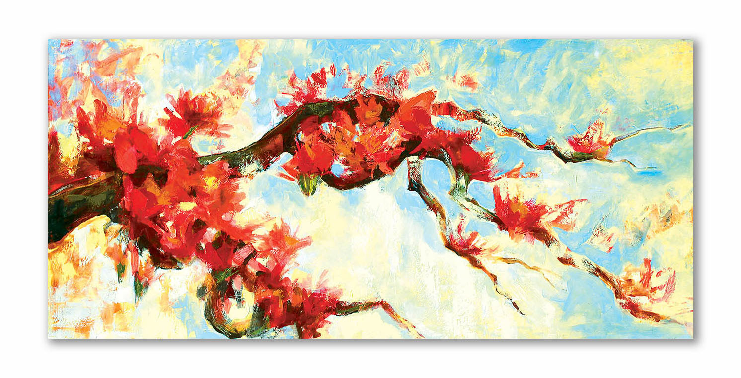 Red Lily Flowers  - Canvas Painting - Unframed