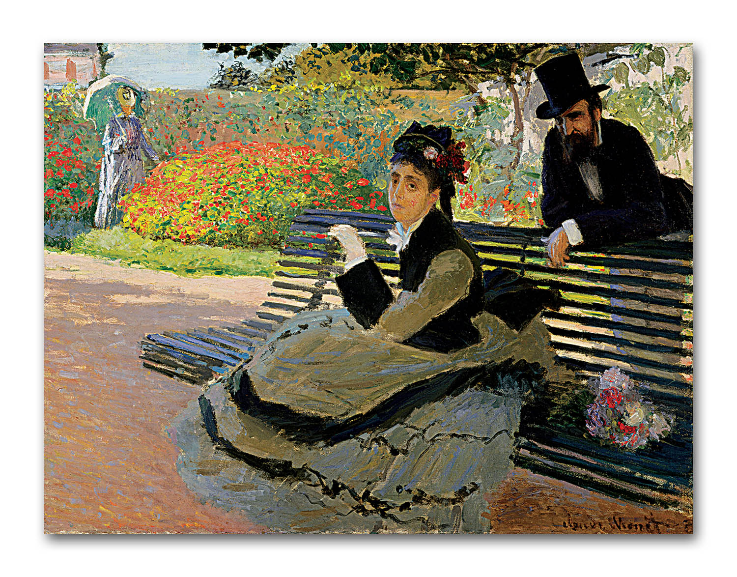 Camille Monet on a Garden Bench - Unframed Canvas Painting