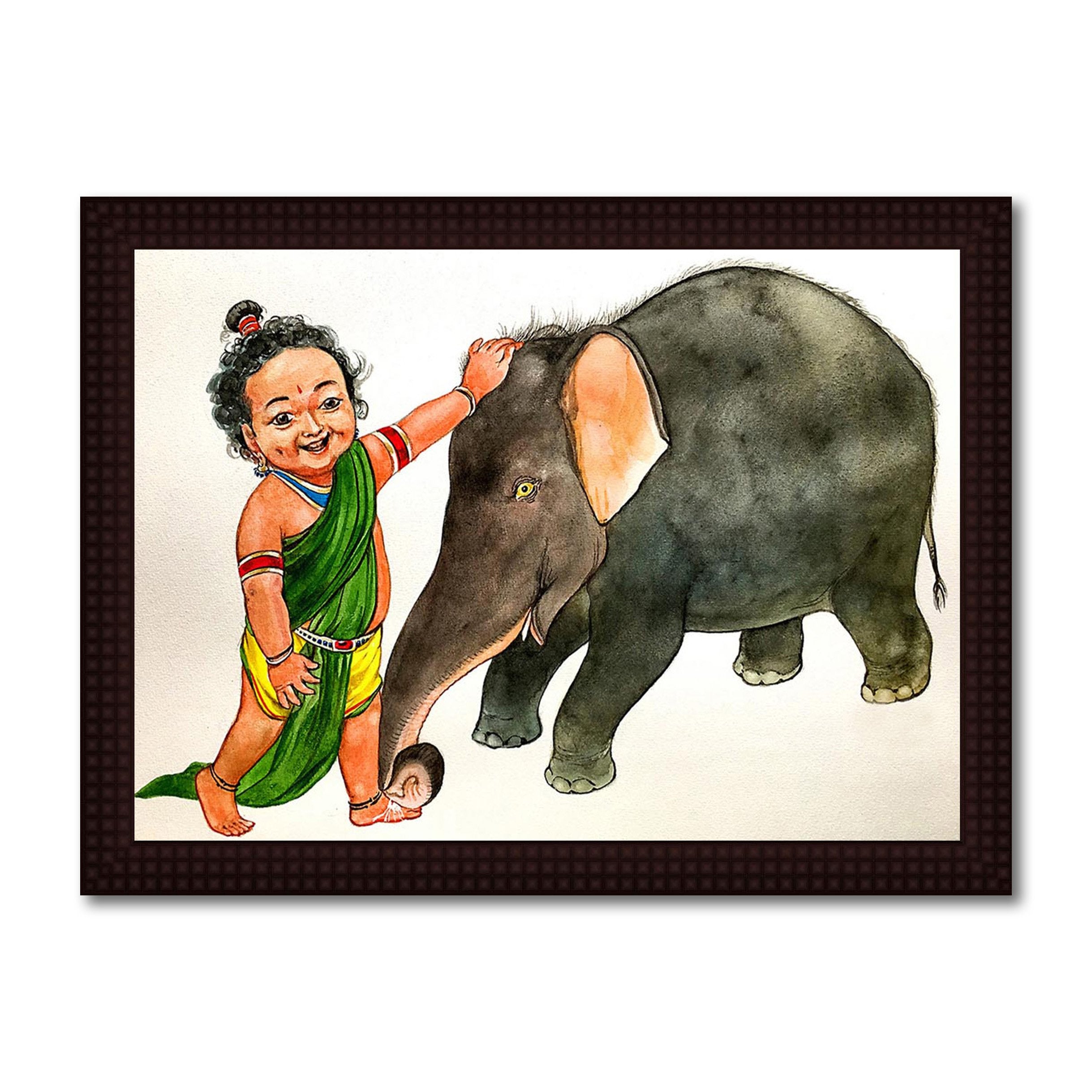 Little Krishna With Elephant