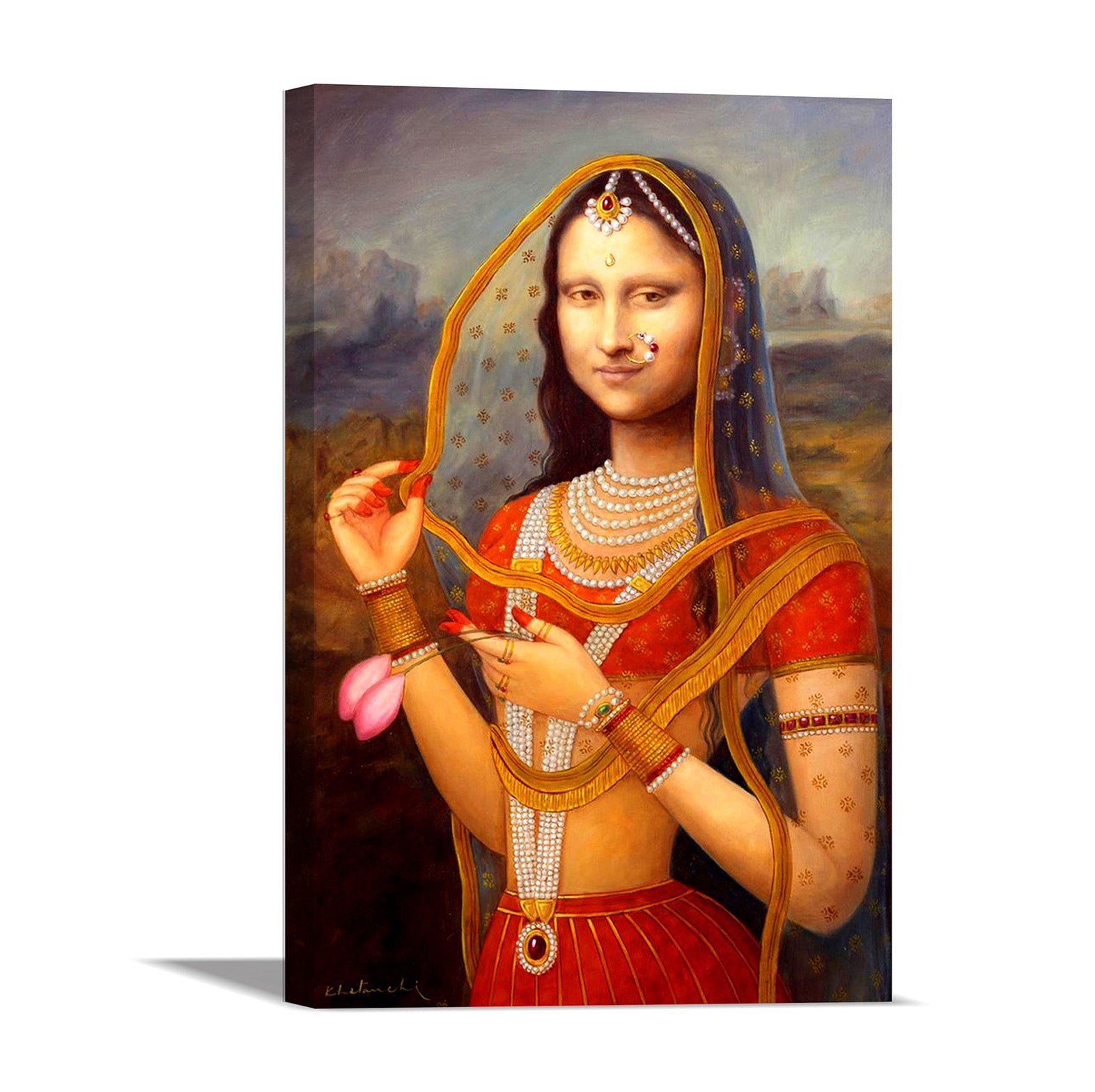 Indian Mona lisa - Canvas Painting - Framed