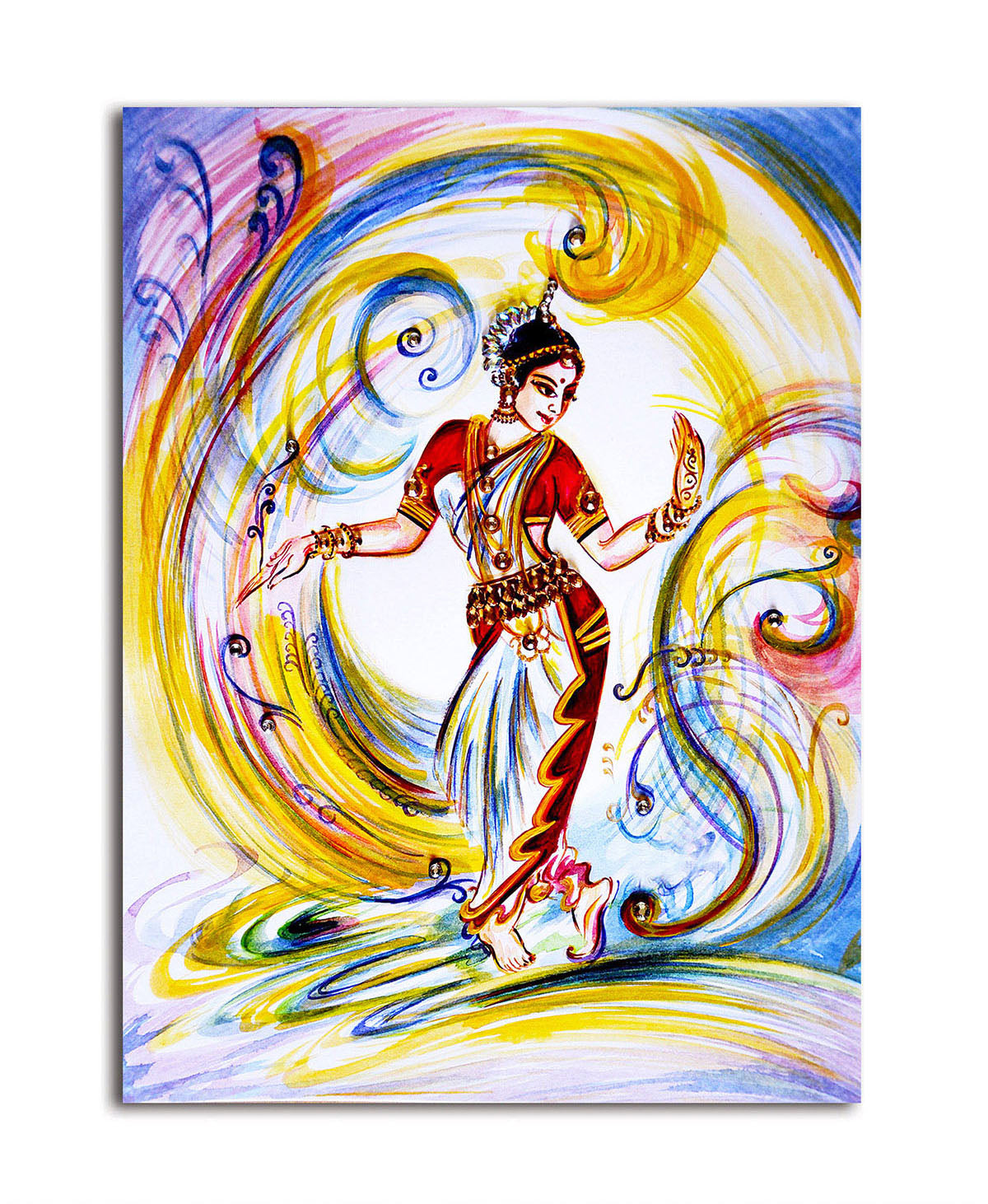 Beautiful Bharatnatyam  - Canvas Painting - Unframed
