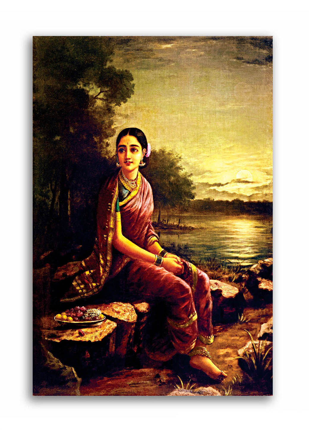 Radha In The Moonlight  - Canvas Painting - Unframed