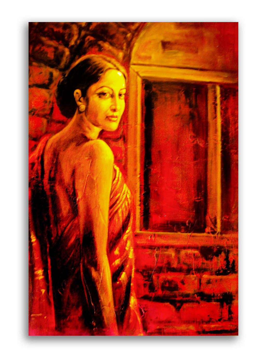 A Beautiful Woman - Unframed Canvas Painting