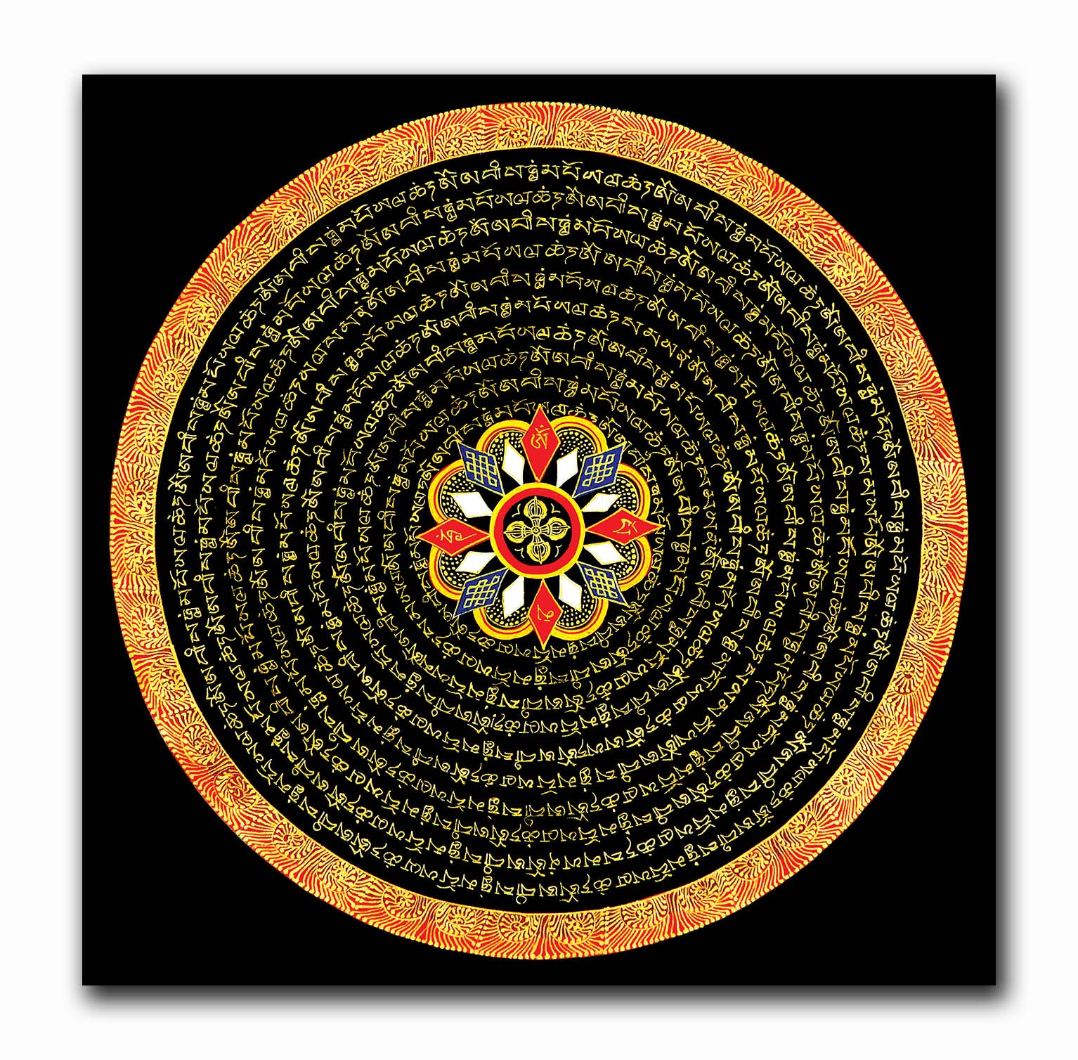 Red & Golden Mandala  - Canvas Painting - Unframed
