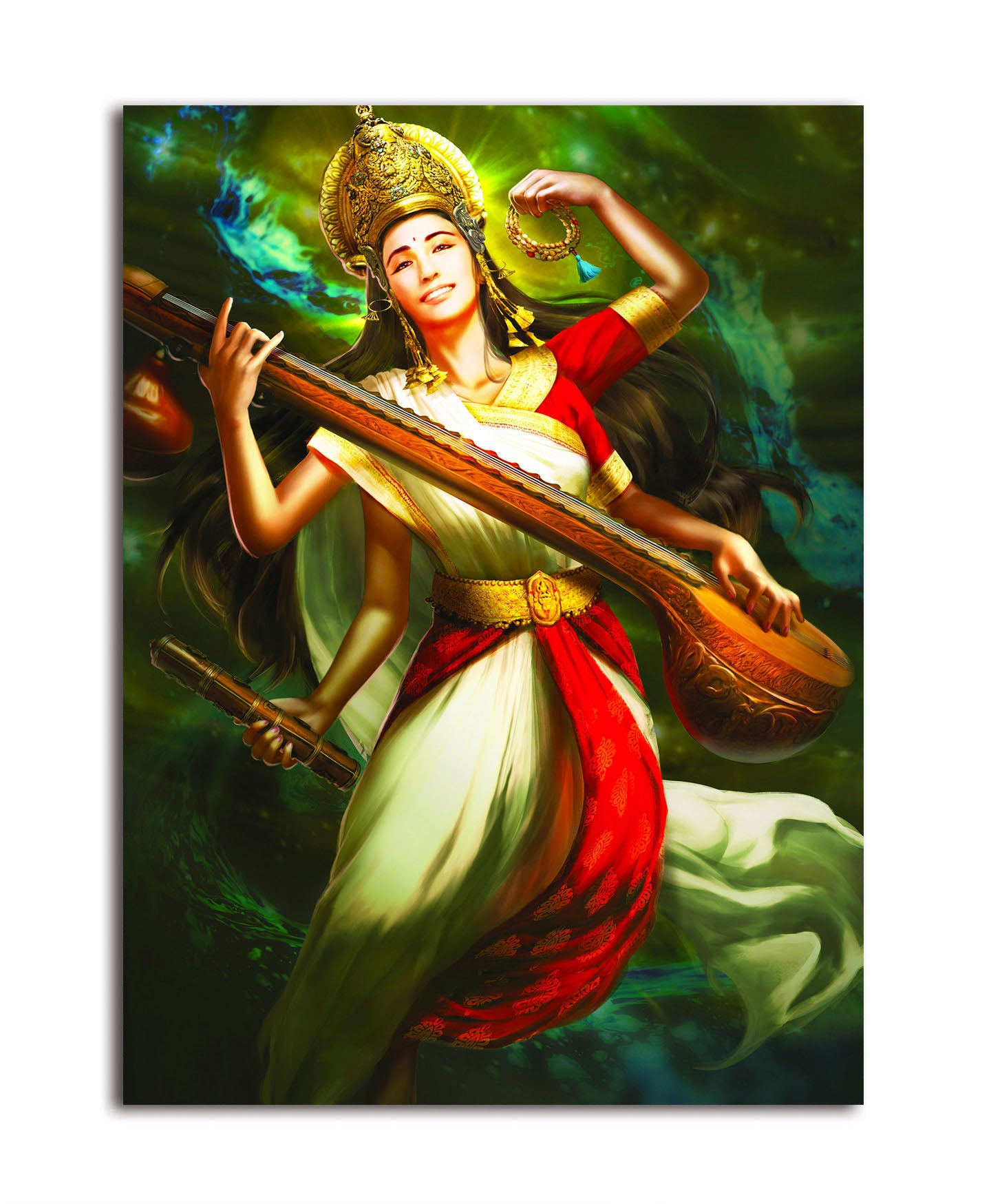 Goddess Saraswati - Unframed Canvas Painting