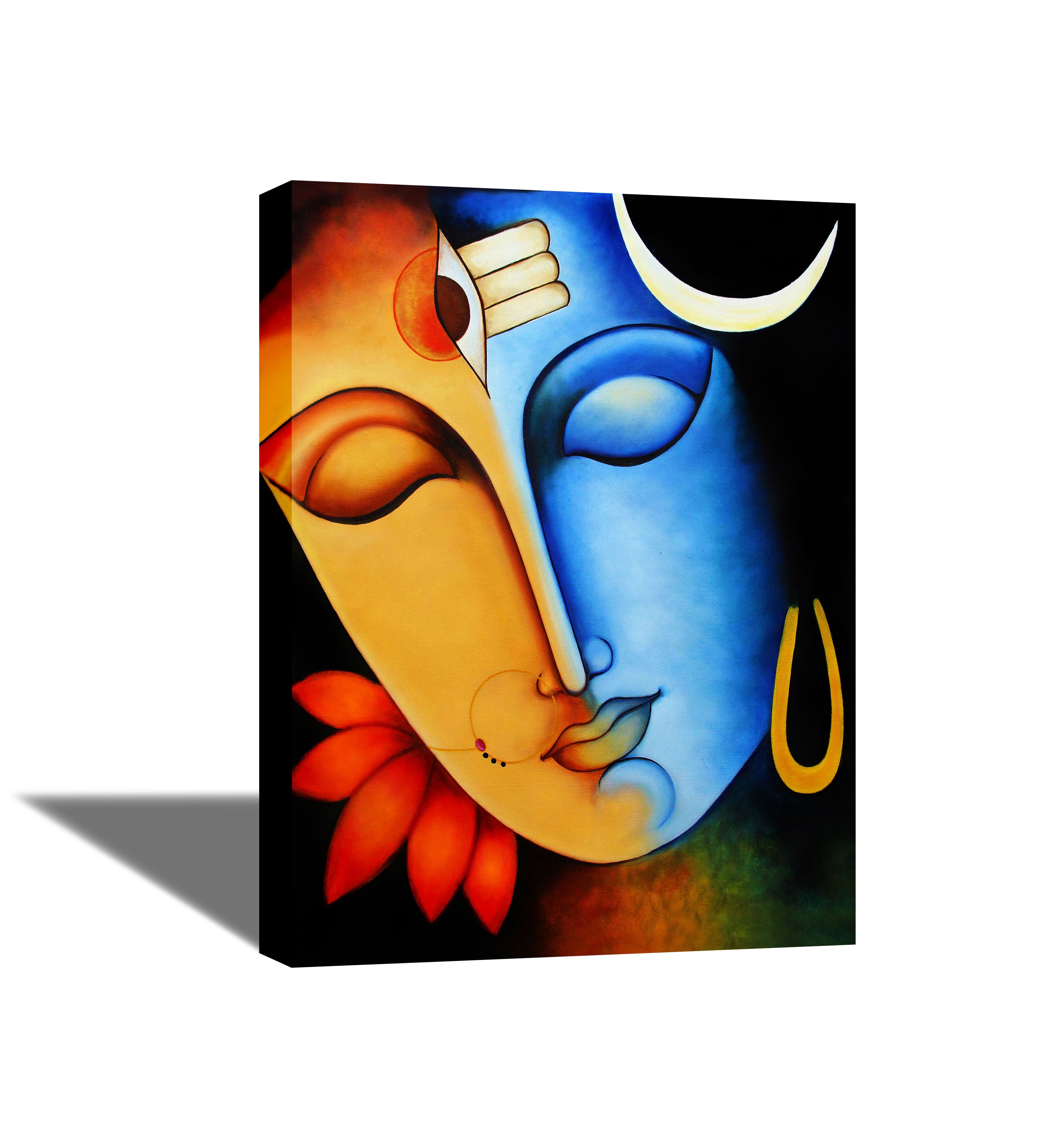 Shiva Parvati - Canvas Painting - Framed